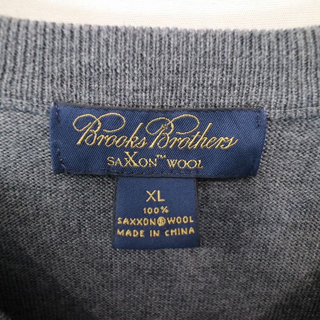 SALE/ Brooks Brothers ブルックスブラザーズ サクソンウール Vネック セーター 大きいサイズ 薄手 グレー (メンズ XL)  中古 古着 N7180