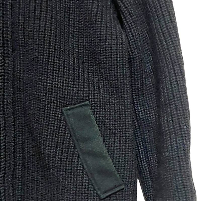 BLUE BLUE ブルーブルー 圧縮ニット デッキジャケット 1 S相当 ウール ボア襟 ネイビー 紺 TR2408 KANDAIZUMI_COM