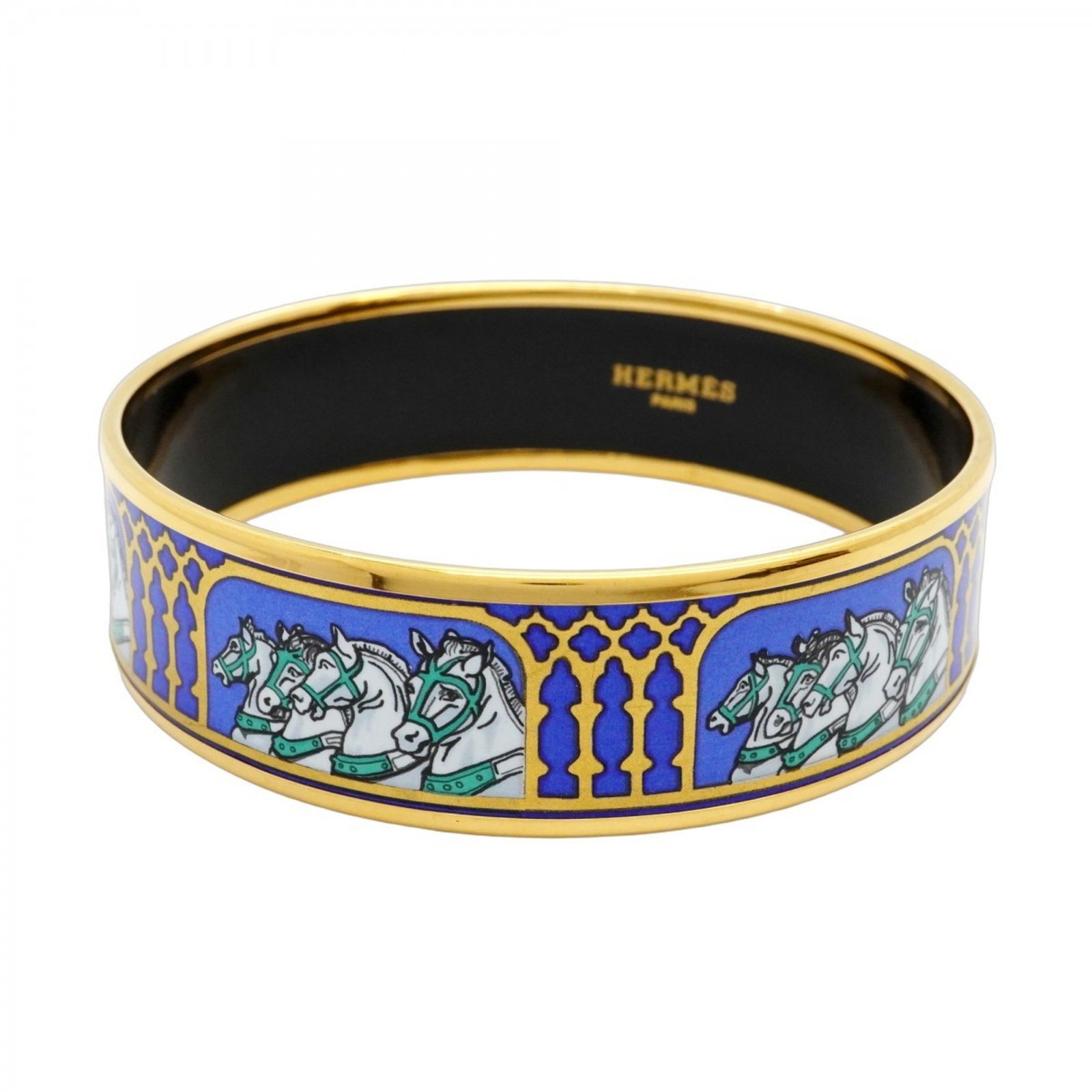 エルメス Hermes エルメス バングル エマイユGM GPメッキ 七宝焼き ゴールド マルチカラーレディース