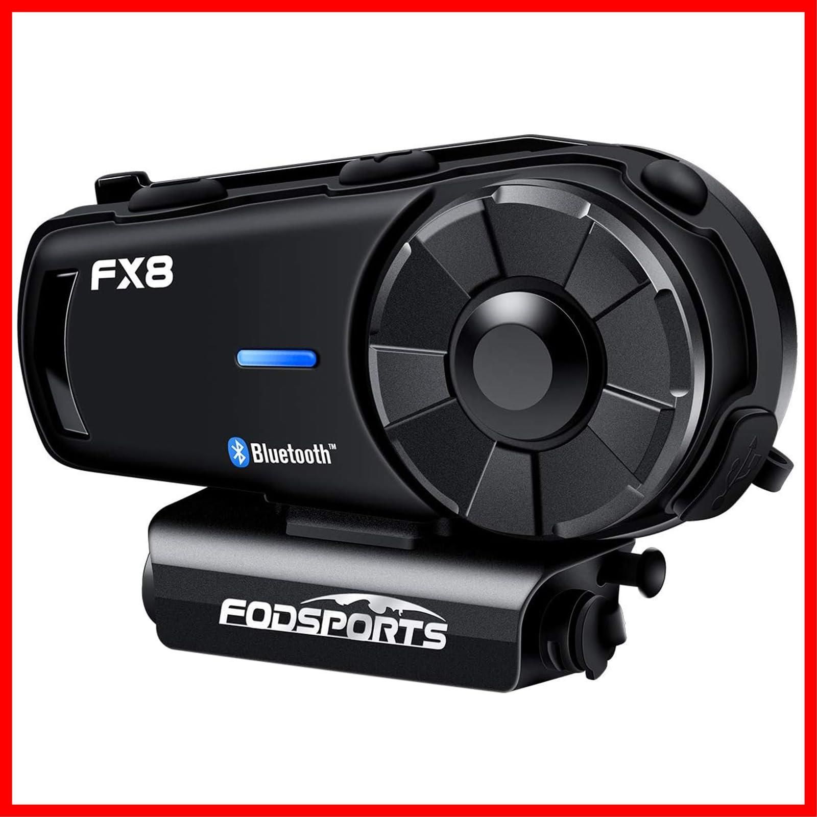 【人気商品】FODSPORTS バイク インカム FX8インカム 8人同時通話 音楽共有 インカムバイク用 FMラジオ Hi-Fi音質 AUX機能付き バイクイヤホン ユニバーサル接続 IPX6防水 連続通話20時間 音声コマン