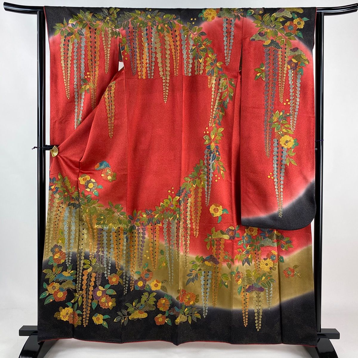 振袖 身丈162cm 裄丈64cm M 袷 瑞穂天目 落款 辻ヶ花 藤 刺繍 金通し  