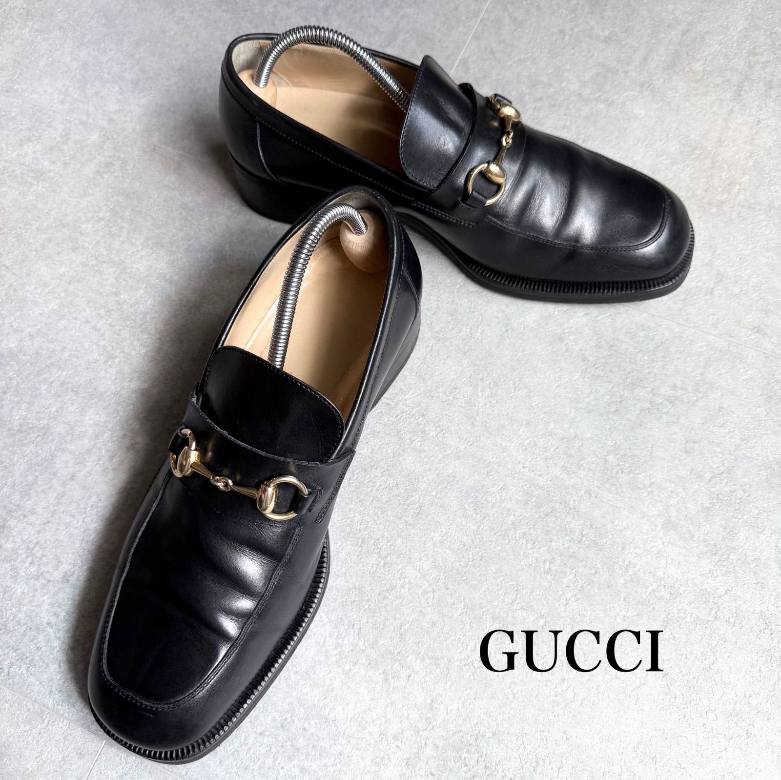 リ*ん様 GUCCI ビットローファー スクエアトゥ 41E 美品 GUCCI グッチ ホースビットローファー スクエアトゥー ブラック