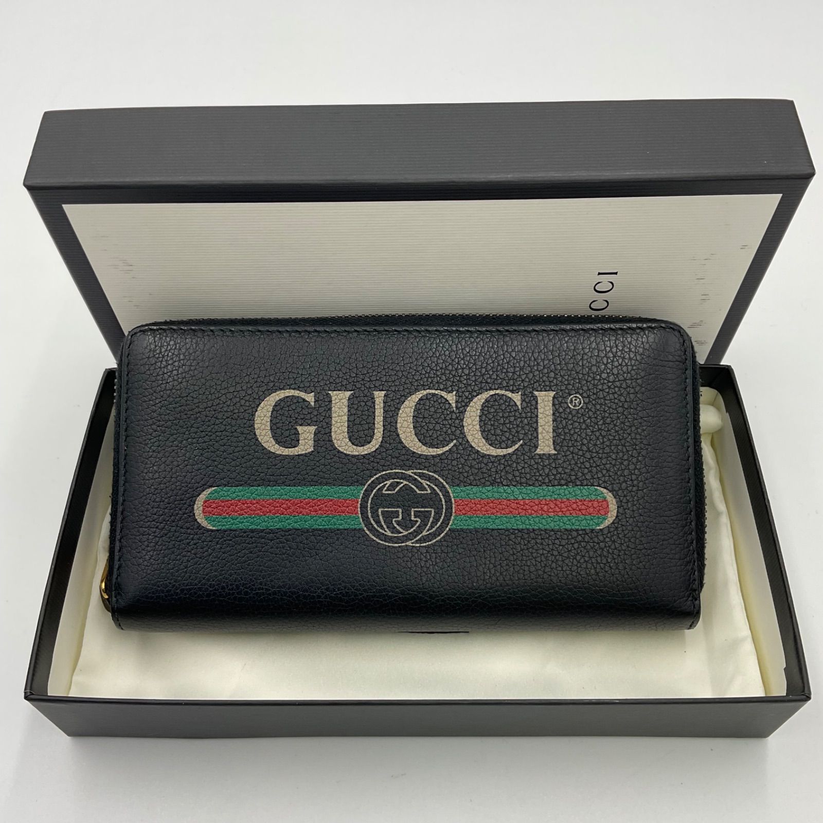 グッチ 財布 ロゴウェビングプリント カーフブラック グッチ 財布 ロゴウェビングプリント カーフブラック