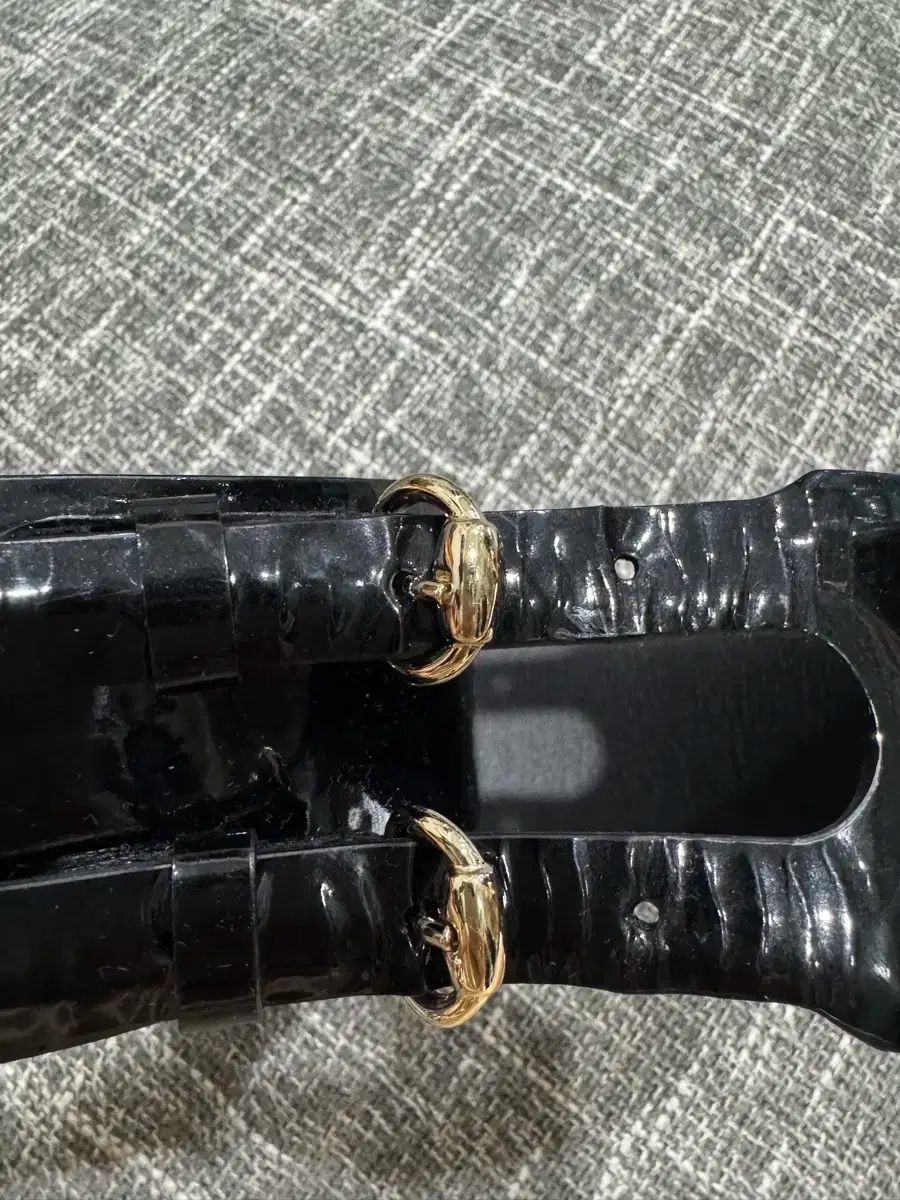 グッチ ブラック エナメル ワイド ベルト S