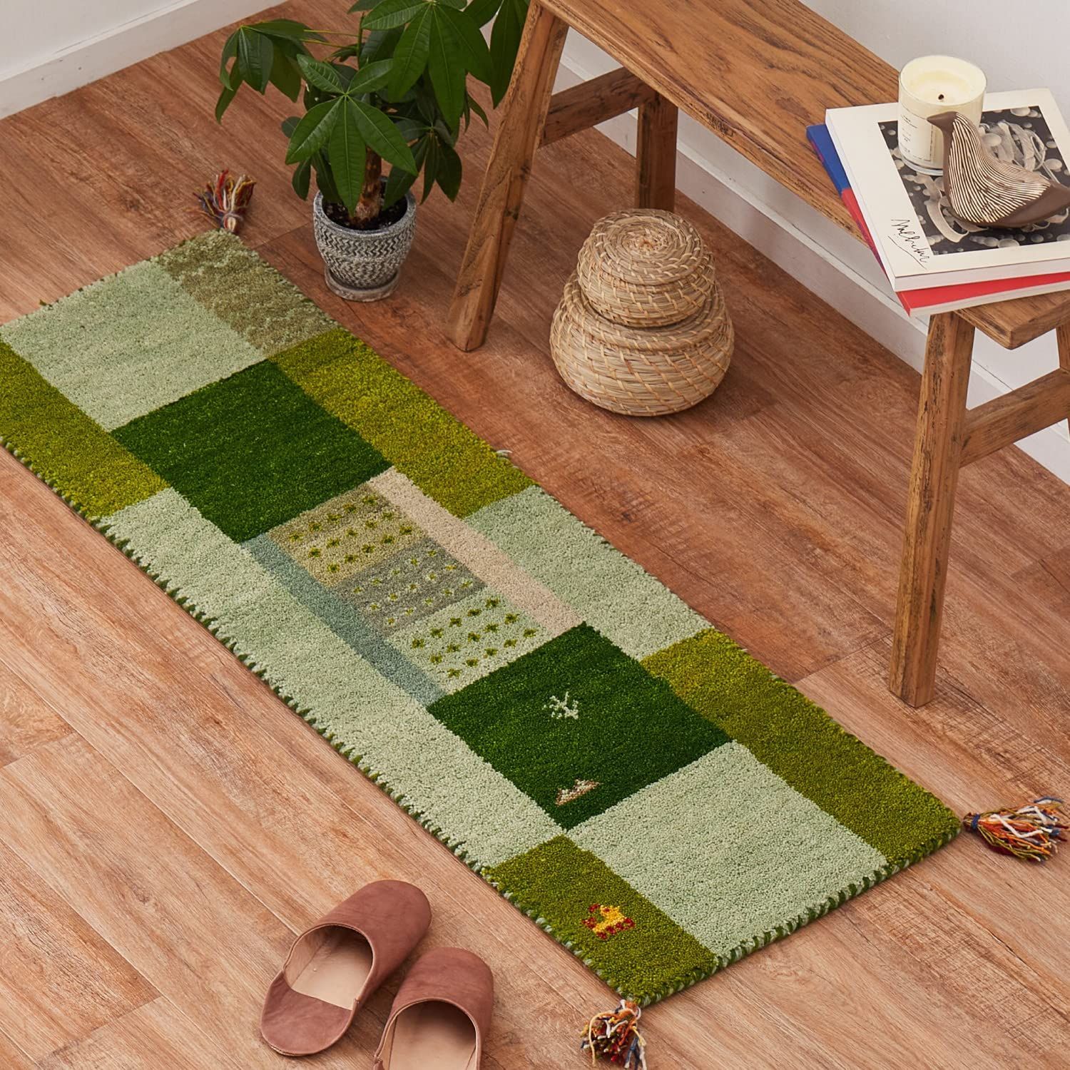 約40X120cm_D11 萩原 ギャッベマット 約40×120cm 「GABBEH D11」 羊毛 手織り 屋内 厚手