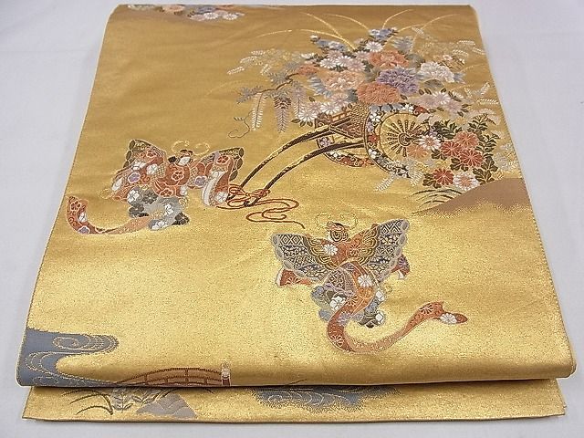 平和屋1 六通太鼓柄袋帯 雅楽絵文 金泥箔 本金箔 逸品 ze5918 - 平和屋 - メルカリ