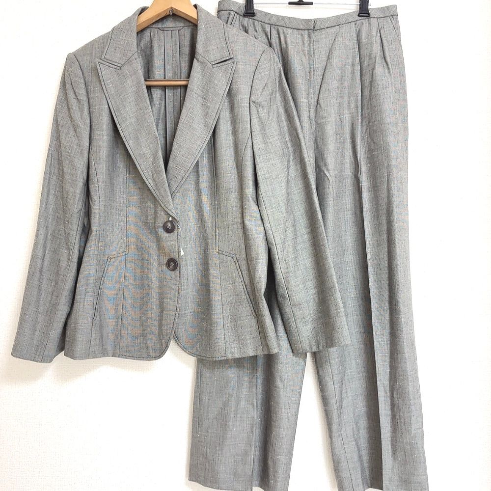 【a1637】レリアン 美品 セットアップ パンツ スーツ 13+ グレー 薄手 a1637】レリアン 美品 セットアップ パンツ スーツ 13+ グレー 薄手