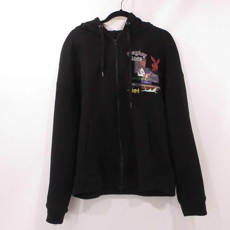 姫路東店 GENZAI | ゲンザイ ×PLAYBOY パーカー Collage Zip Hoodie GZ1129 ブラック サイズ XL 103