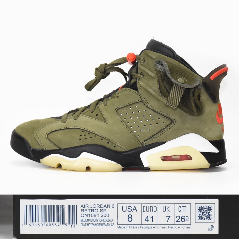 TRAVIS SCOTT × NIKE AIR JORDAN 6 RETRO SP Medium Olive CN1084 200 トラヴィス  スコット ナイキ エア ジョーダン 6 レトロ ミディアム オリーブ 26cm トラビス メンズ スニーカー