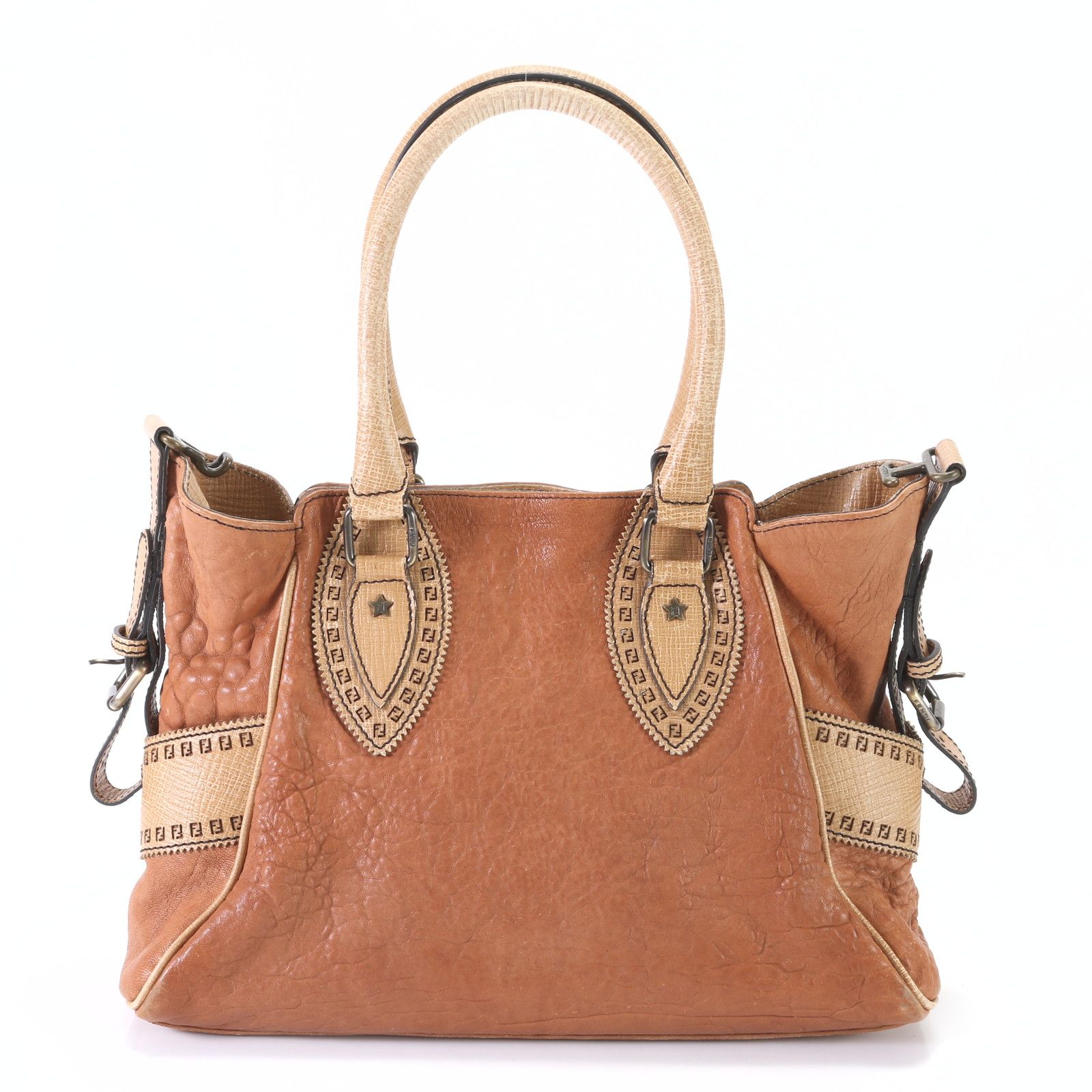 美品 フェンディ FENDI エトニコ FF ロゴ ハンドバッグ トートバッグ