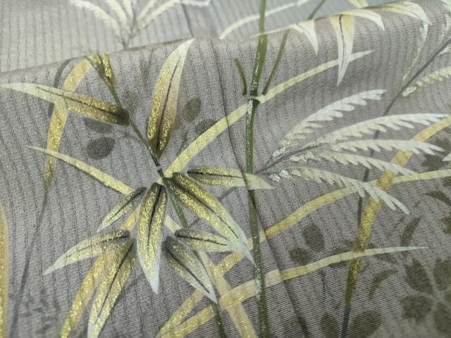 平和屋着物○訪問着 手描き 笹竹芒文 暈し染め 金彩 正絹 逸品