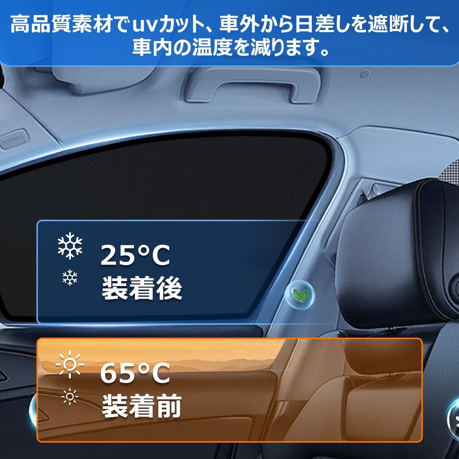 新品 BLUESEATEC トヨタ RAV4 50系 遮光 メッシュカーテン マグネット式 サンシェード 2019年4月-現行 サイド用 RAV4 MXAA5# AXAH5# 運転席 助手席 日除け 2枚