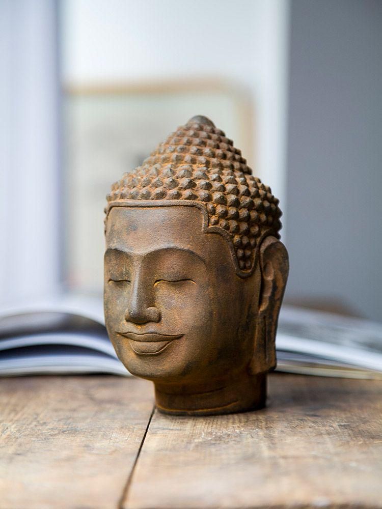 黒色の仏頭彫刻 箱付き 生産終了品】仏頭［掌］イスム仏像フィギュア