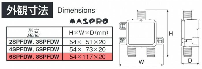 マスプロ電工 4K・8K衛星放送(3224MHz)対応 最高 全端子電流通過型 6