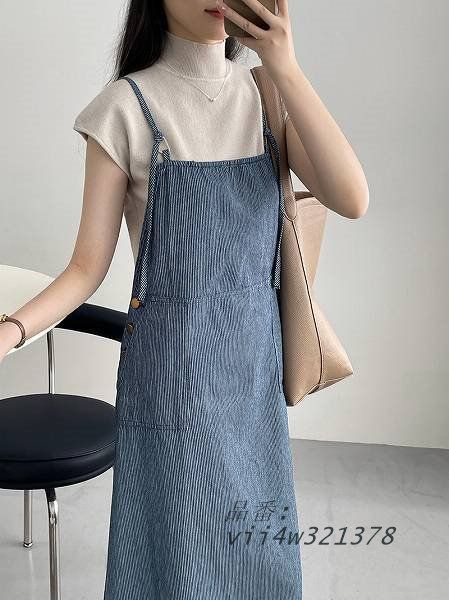 ブルー系ストライプほっそり効果大通勤通学20代30代40代50代60代 vii4w321378