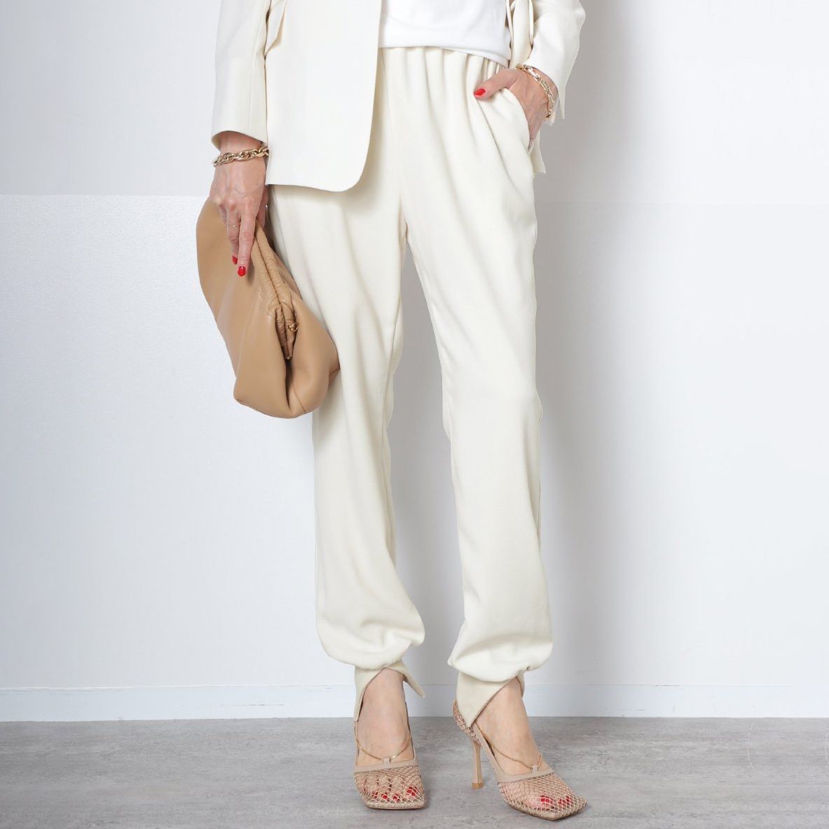 Col Pierrot (コルピエロ) ジョーゼットスソリブパンツ アイボリー  