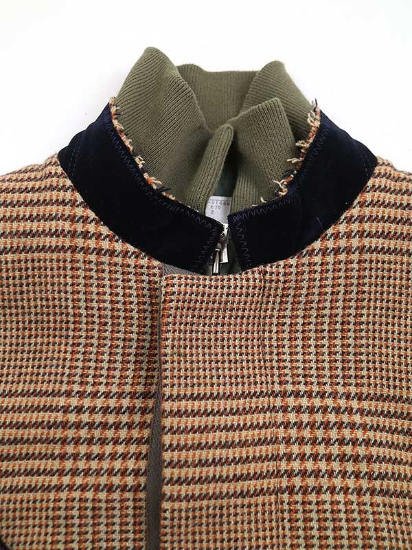 sacai サカイ 18AW MA-1ドッキンググレンチェックジャケット ブラウン 