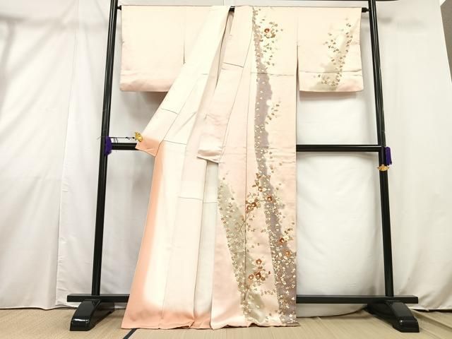 平和屋着物＃道中着 吉祥花地紋 群青色 鈴乃屋扱い ロング丈 正絹 逸品