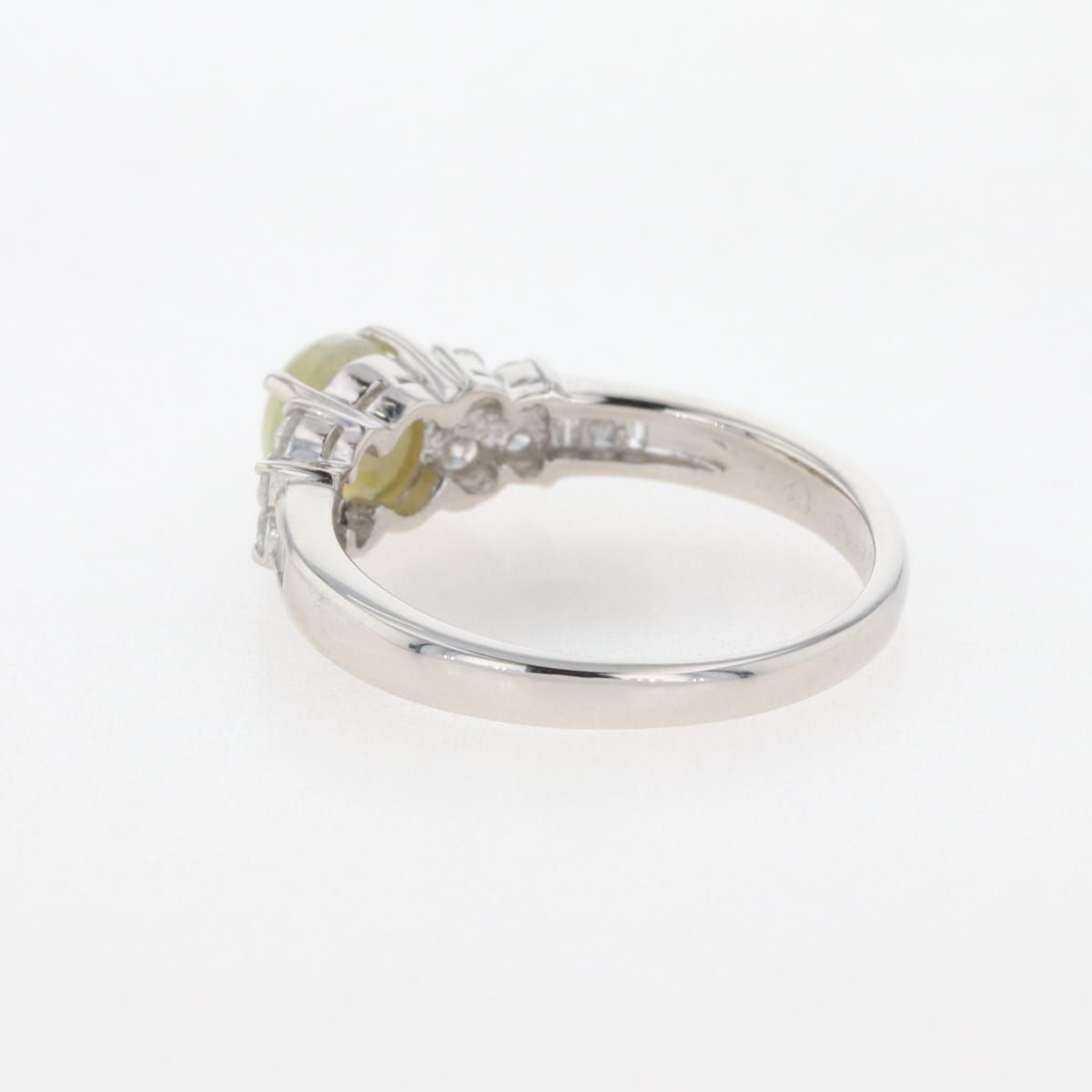 クリソベリルキャッツアイ デザインリング プラチナ 指輪 メレダイヤ  