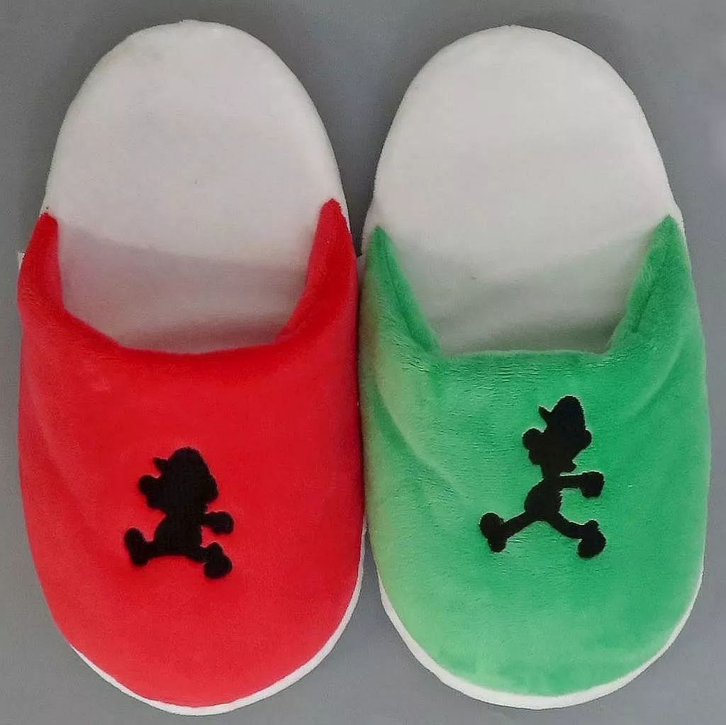中古】雑貨 ニコイチスリッパ(シルエット) 「マリオ＆ルイージ