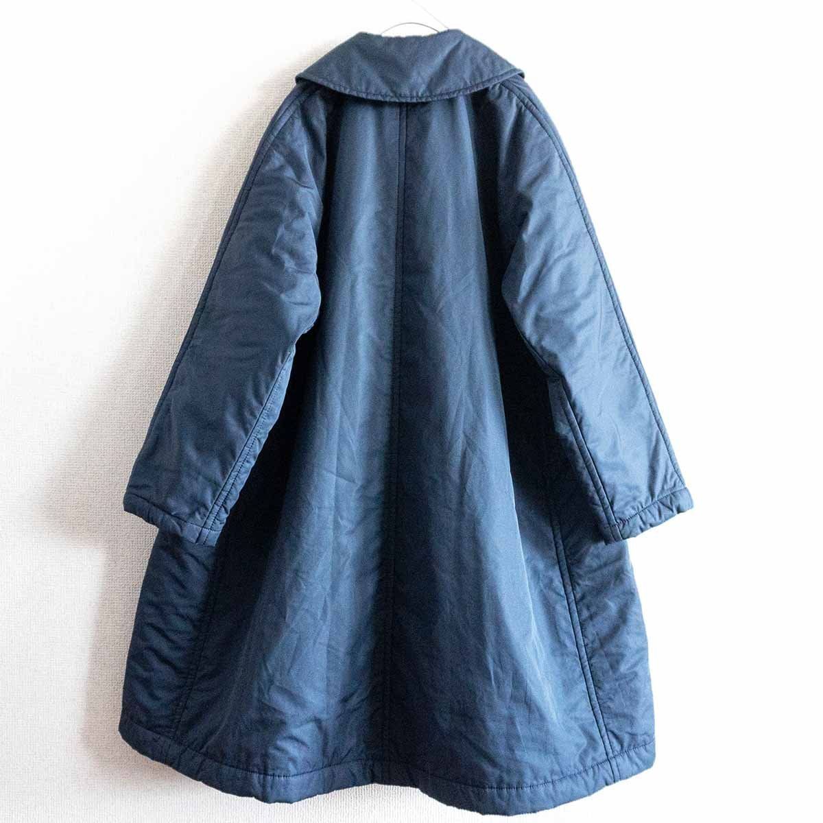 COMMEdesGARCONS【丸襟コート】コムコム XS紺色 コムコム ポリ縮 丸襟