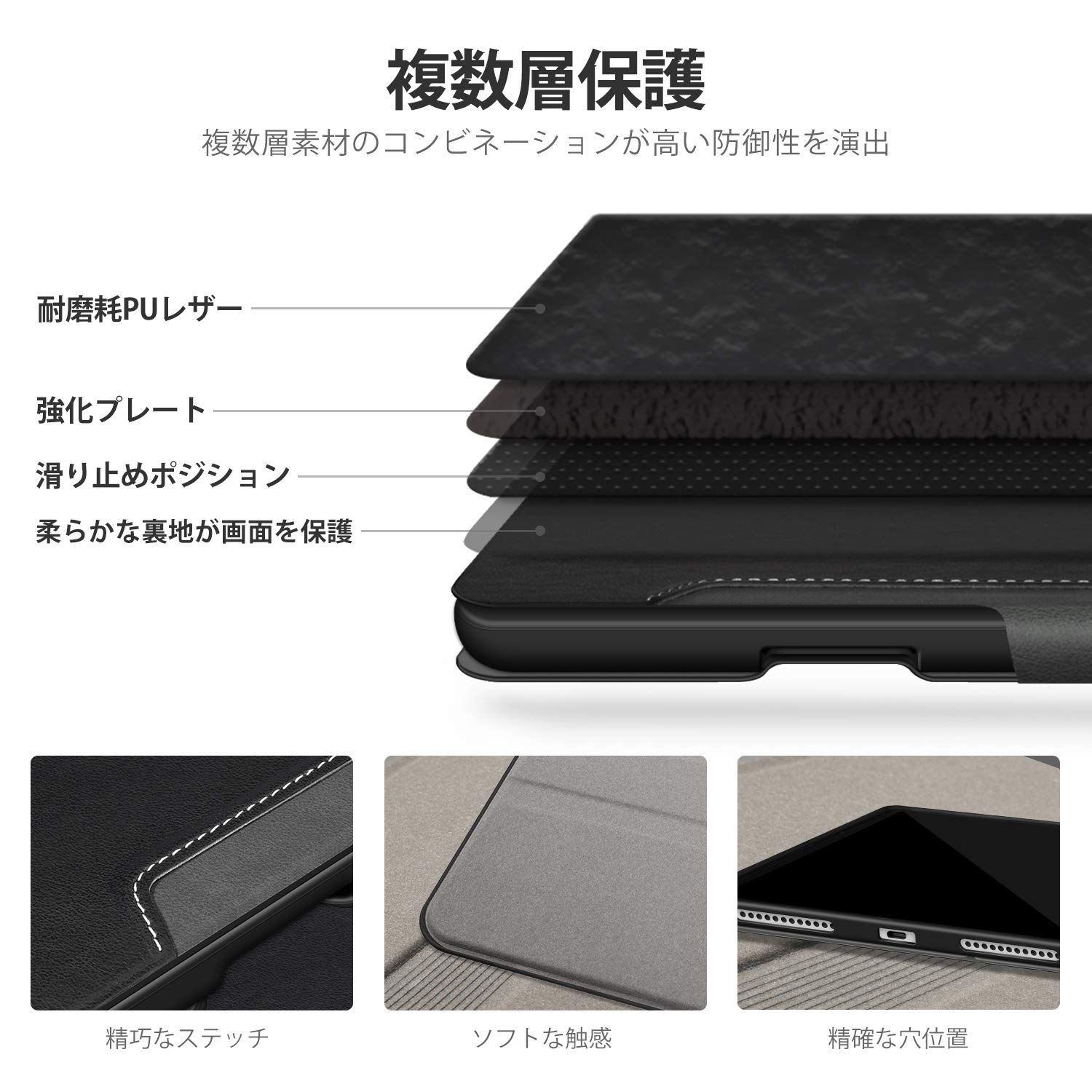 【色: ブラック】Antbox iPad Air 5/4 ケース オートスリープ