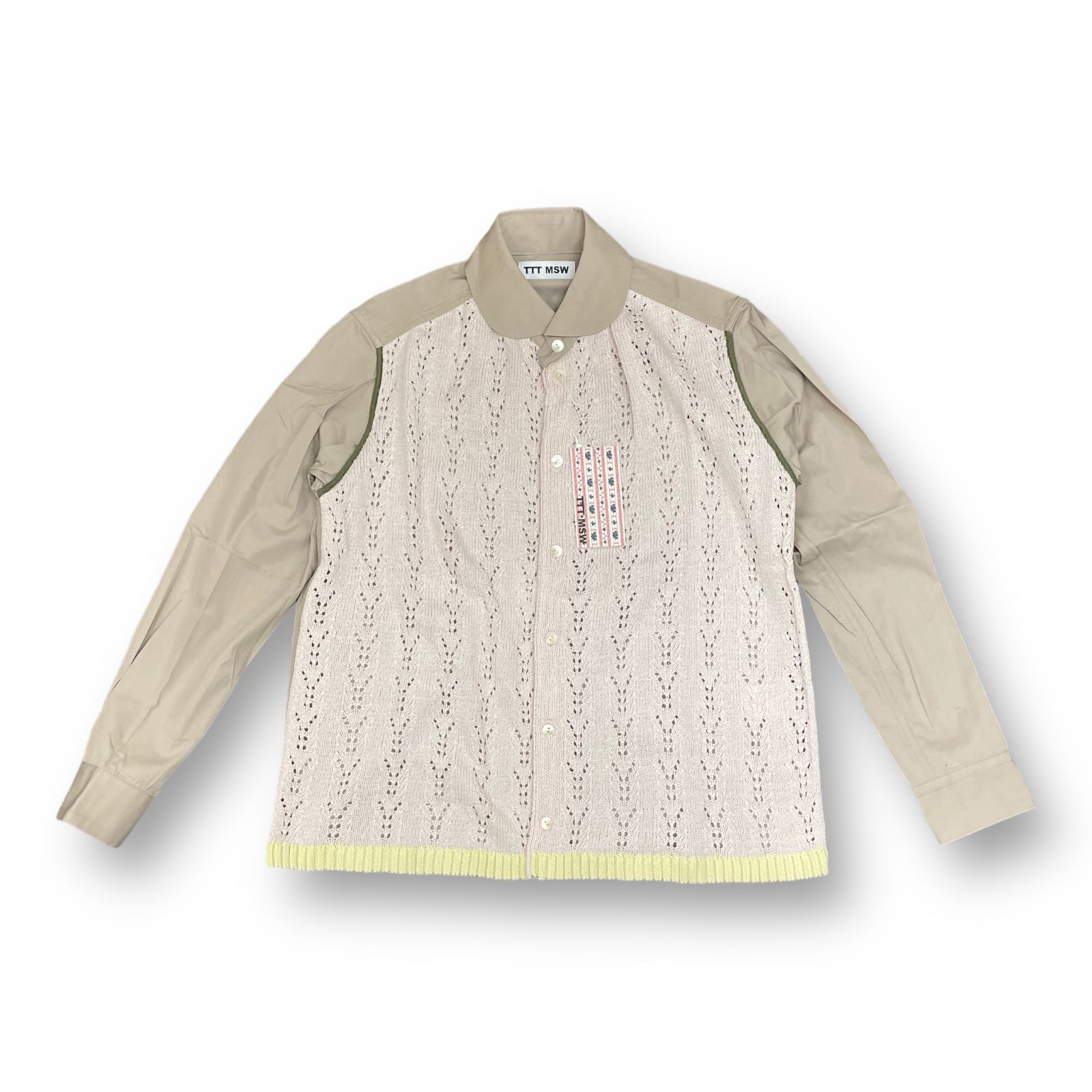 定価35200円 未使用 TTT MSW 22SS Knit Cardigan Docking Shirt ニット ドッキングシャツ ティー  TTT-2022SS-KT10 L beige