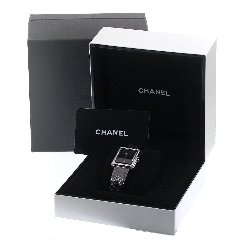 シャネル CHANEL ボーイフレンド ツイード H5318 ブラック文字盤 中古 腕時計 レディース 新品)CHANEL シャネル ボーイフレンド ツイード ブラックコーティング