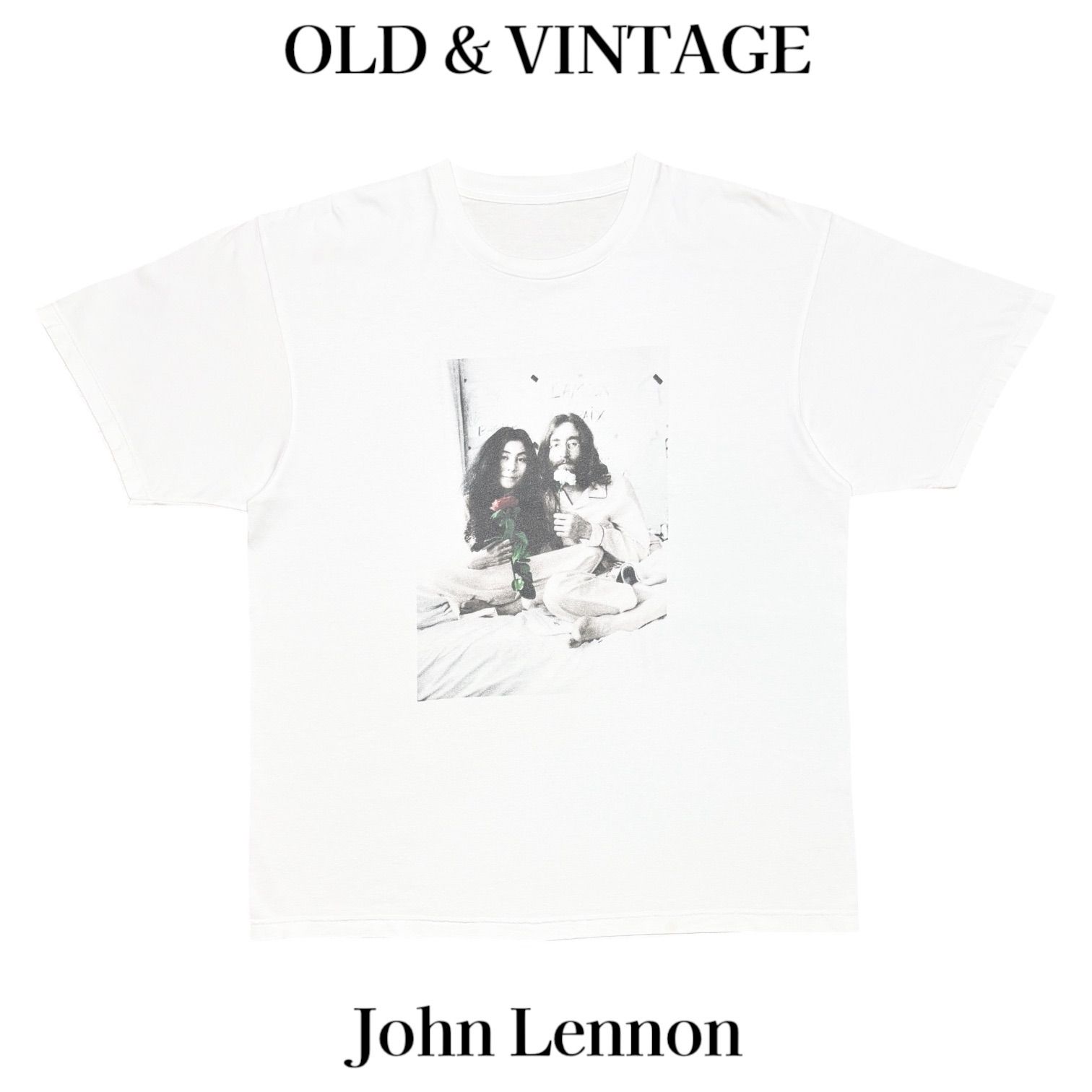 古着 ジョンレノン オノヨーコ Tシャツ ホワイト XL 当時物