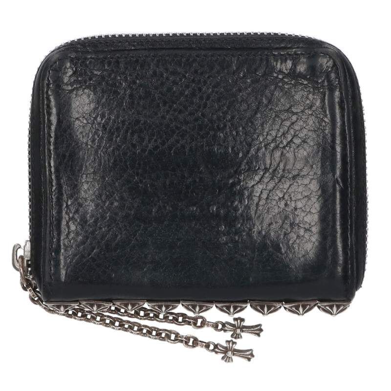 お*が様 クロムハーツ 3 SIDE ZIP/3サイドジップ サイドピラミッドス クロムハーツ3サイドジップウォレットブラックレザー|クロム