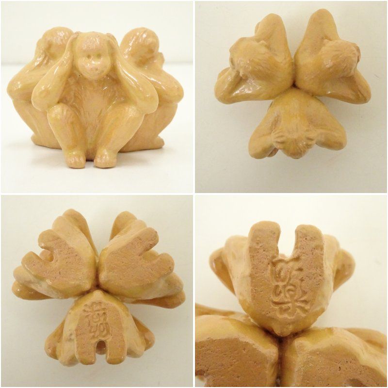 2025，豊富な 三猿 蓋置き 茶道具 香道具 陶器 焼物 在銘品 作家 骨董