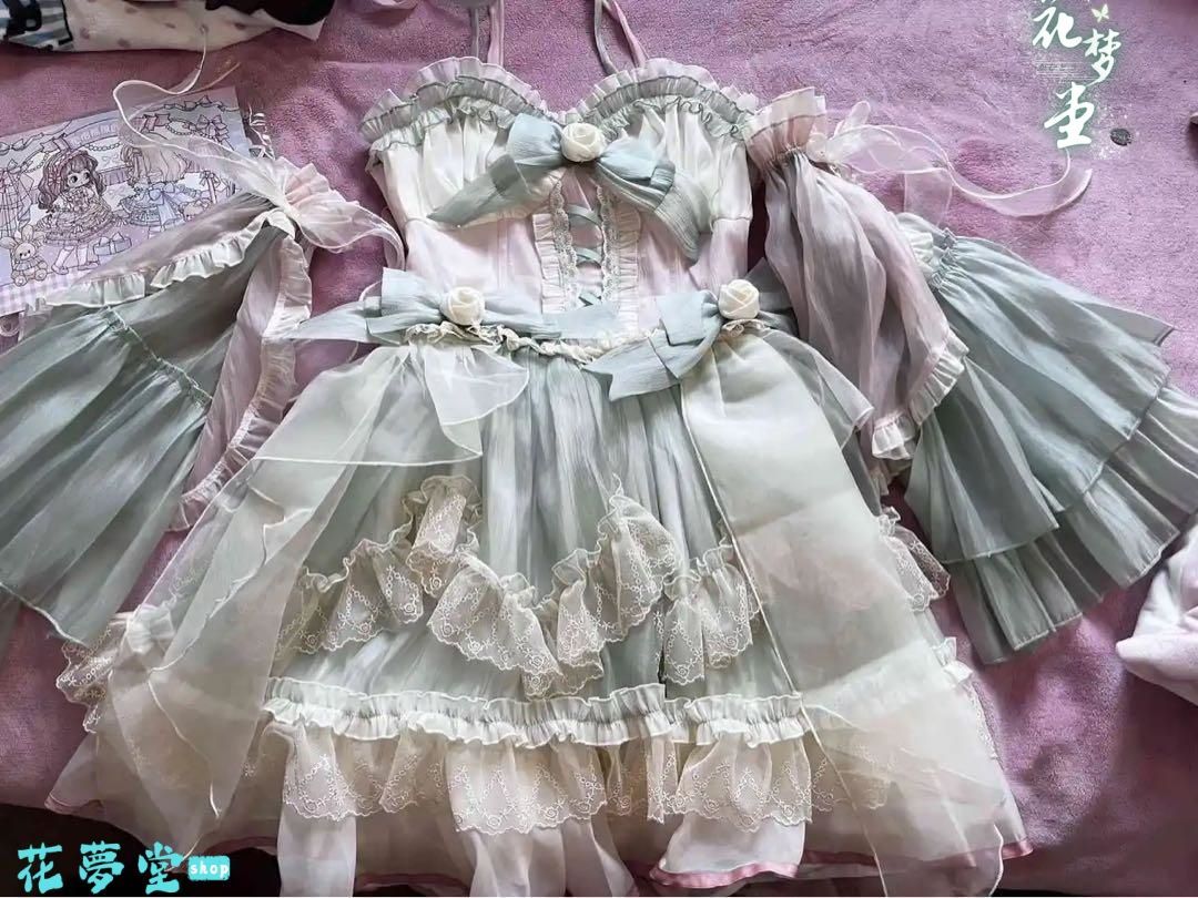 25年 ロリータ loita ドレス ピンク ミントグリーン フリル かわいい 撮影会 舞台 イベント 花夢堂-63