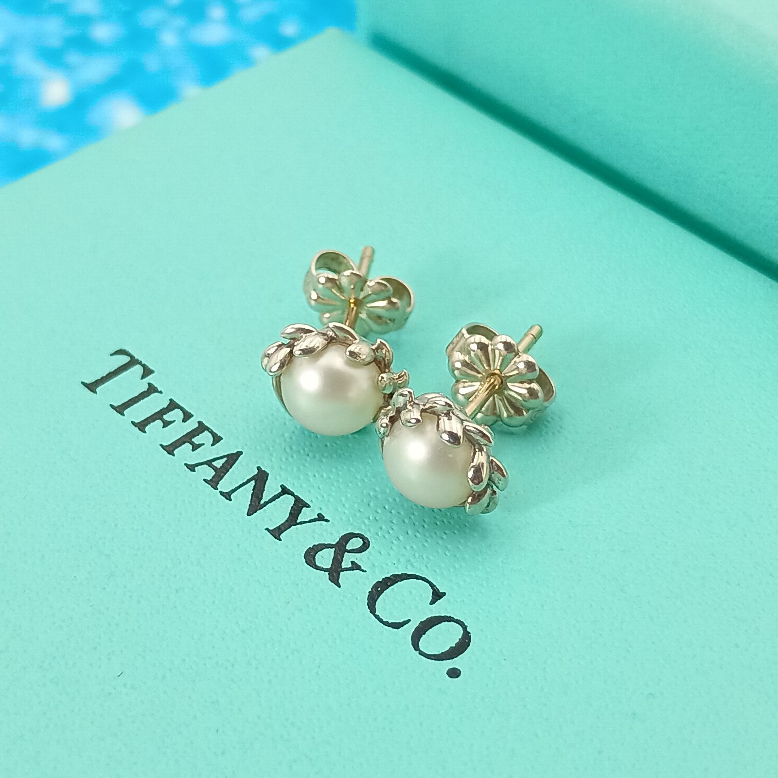 TIFFANY&Co. ティファニー オリーブリーフ パール ピアス 両耳