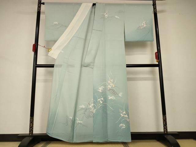 平和屋着物○訪問着 絞り 草花文 黒地 正絹 逸品 AABA2694ph