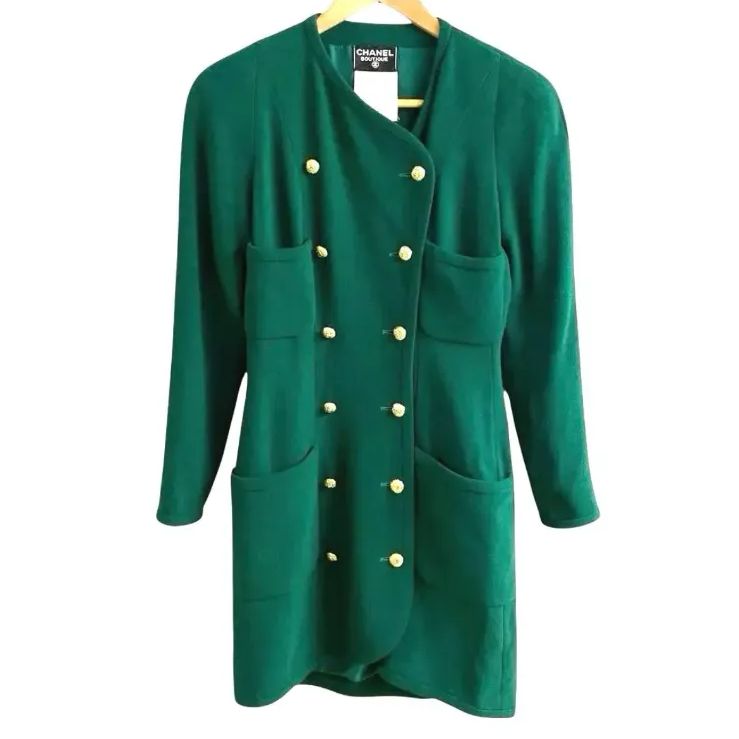 ヴィンテージ CHANEL シャネル ダブル ノーカラー コート 36 - メルカリ