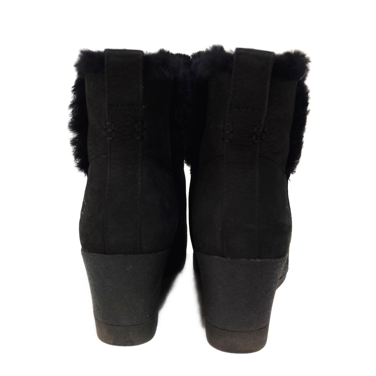 UGG アグ ショートブーツ 24.5 レディース デヴォラ 1103824 黒 ウェッジソール ムートン KIN-KAAI_COM