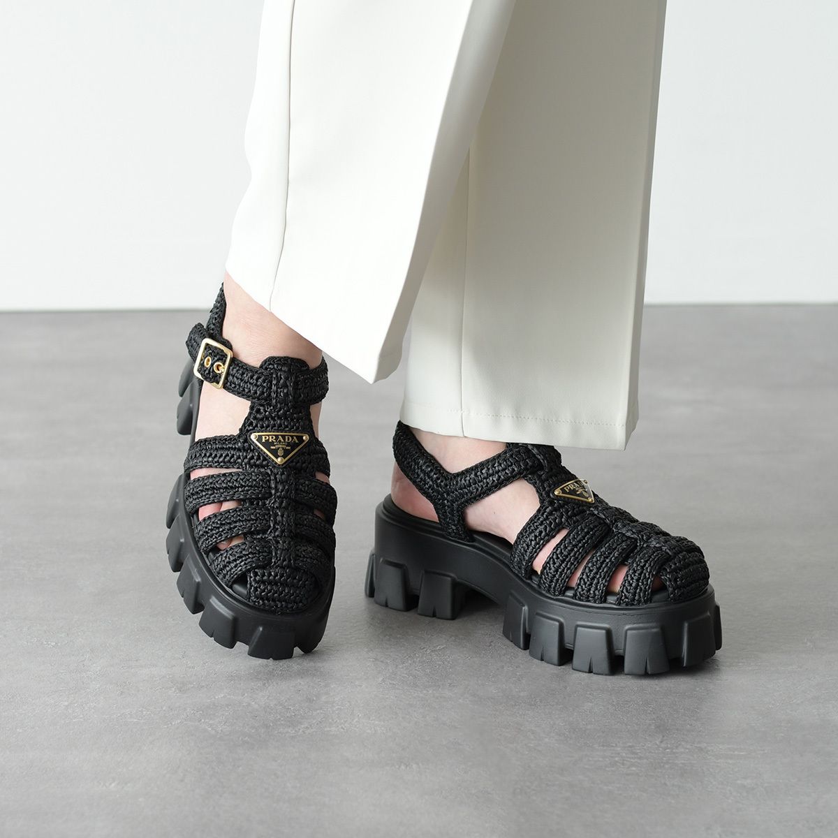 23SS】クロシェ ウェッジサンダル◇プラダ◇全2色 (PRADA