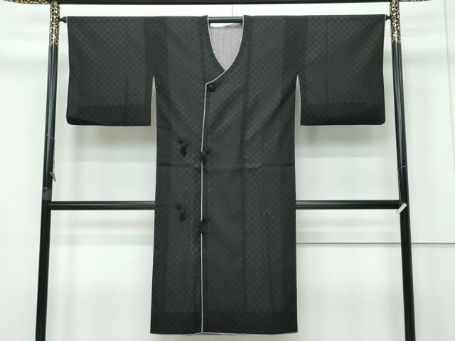 平和屋本店□極上 道中着 単衣 ロング丈 お召地 鳥獣戯画 逸品