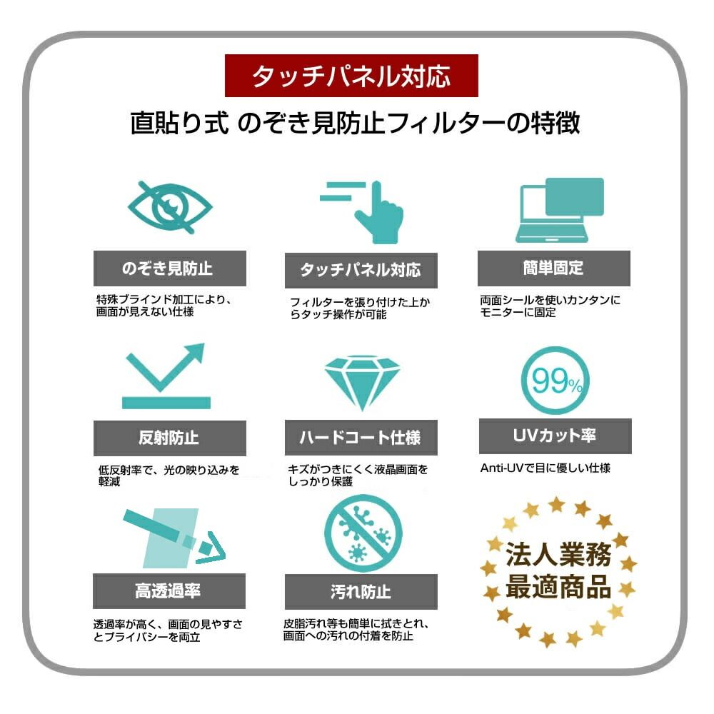 JAPANNEXT JN-IPS238F2 [23.8インチ] 覗き見防止 のぞき見防止 プライバシー フィルター マグネット式 取付方法３タイプ モニター ソフト ブルーライトカット 着脱簡単 取り外し可能 反射防止 キズ防止 メール便送料無料