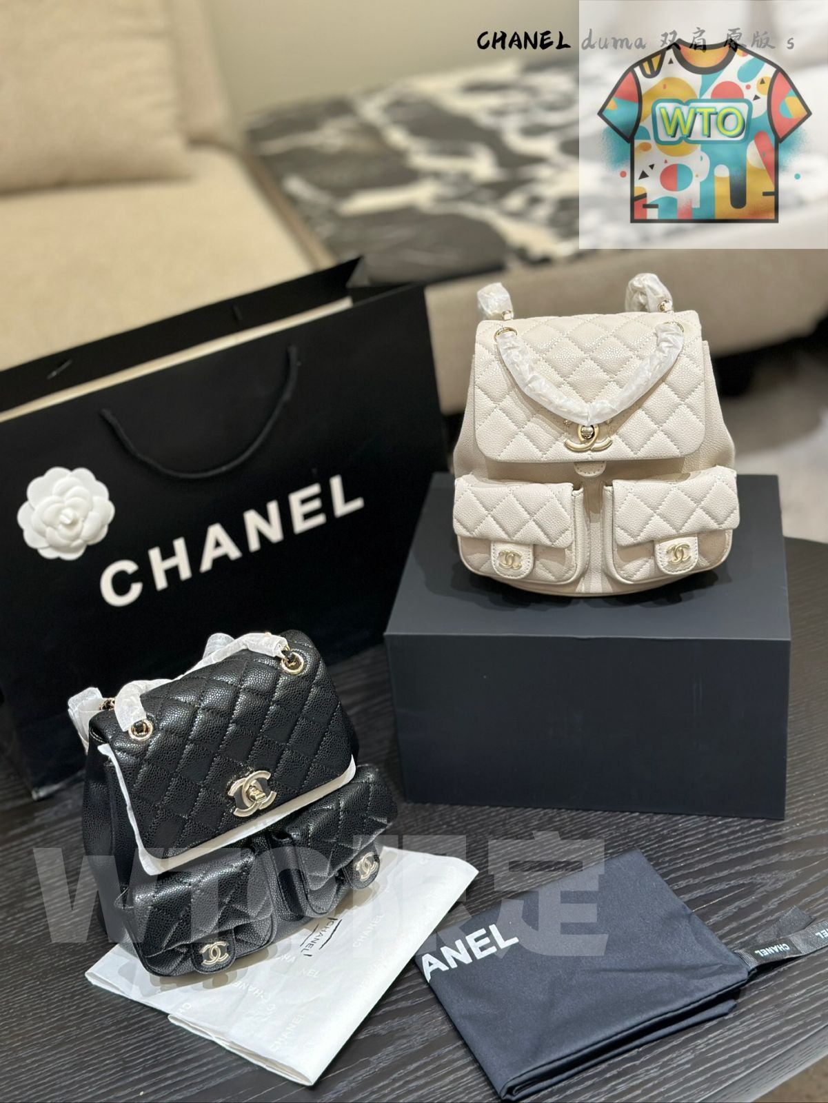CHANEL ダマ フロッグバックパック - ダブルポケットデザイン 21