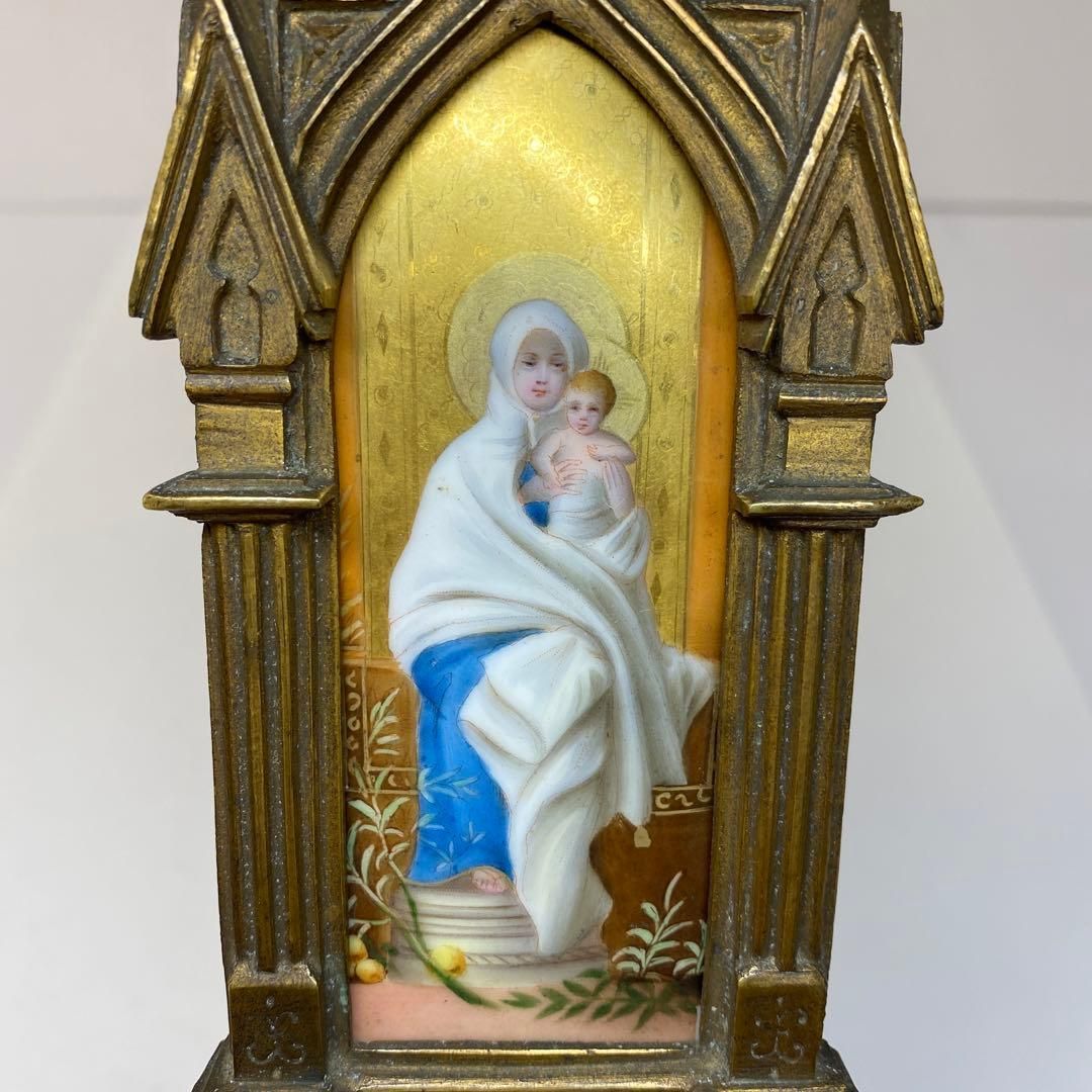 19世紀 イコン 聖母子 陶版画 トニル 東さ6-0418 1F