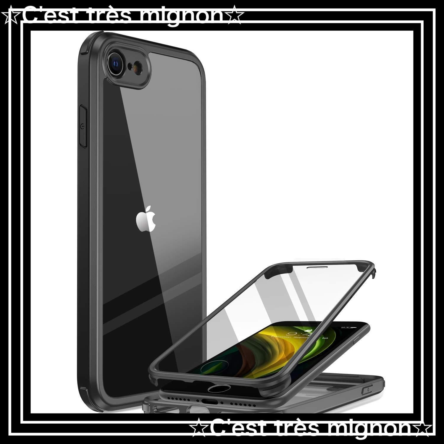 【スピード発送】9H強化ガラス 2020 4.7インチ iPhone8用ケース SE3 フルカバー 第3世代 iPhoneSE2用ケース 360保護 第2世代 ケース 黒 iPhoneSE用 Miracase