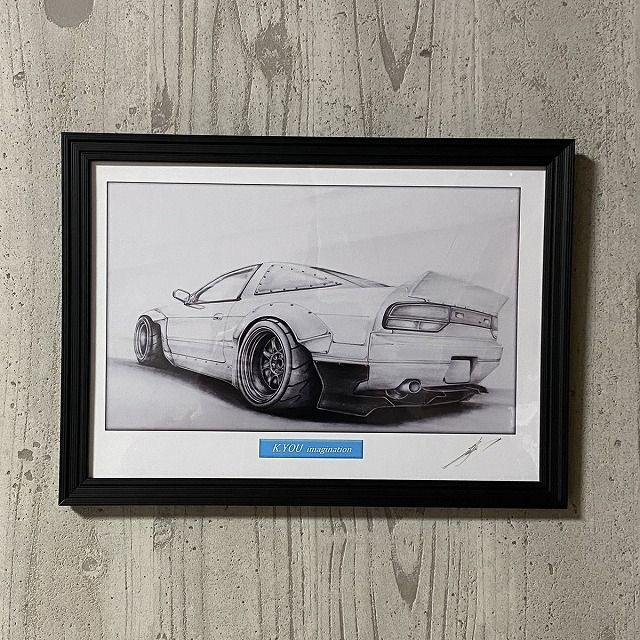toyota トヨタ 180SX カスタム リア【鉛筆画】名車 旧車