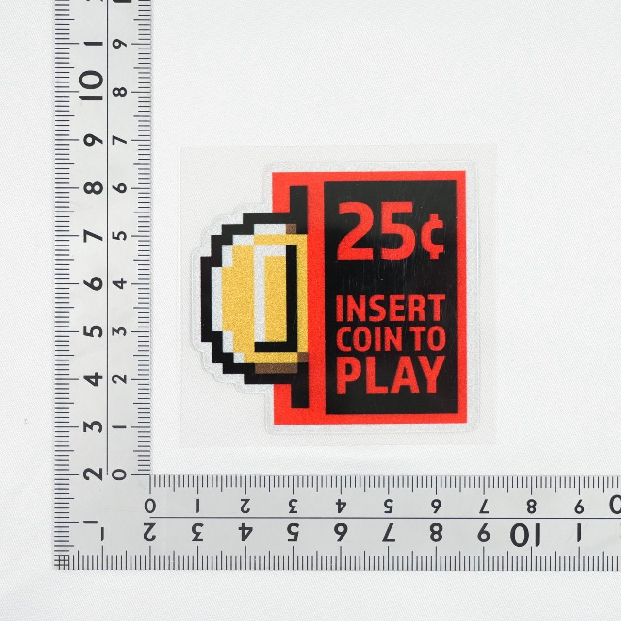 INSERT COIN TO PLAY・ドット絵レトロゲーム風 防水反射ステッカー アーケード