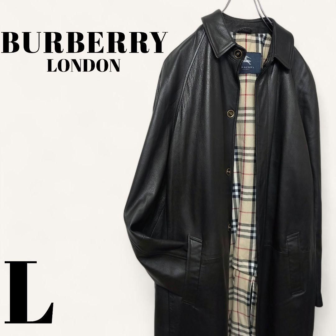 BURBERRY LONDON 本革 レザーコート ノバチェック裏地