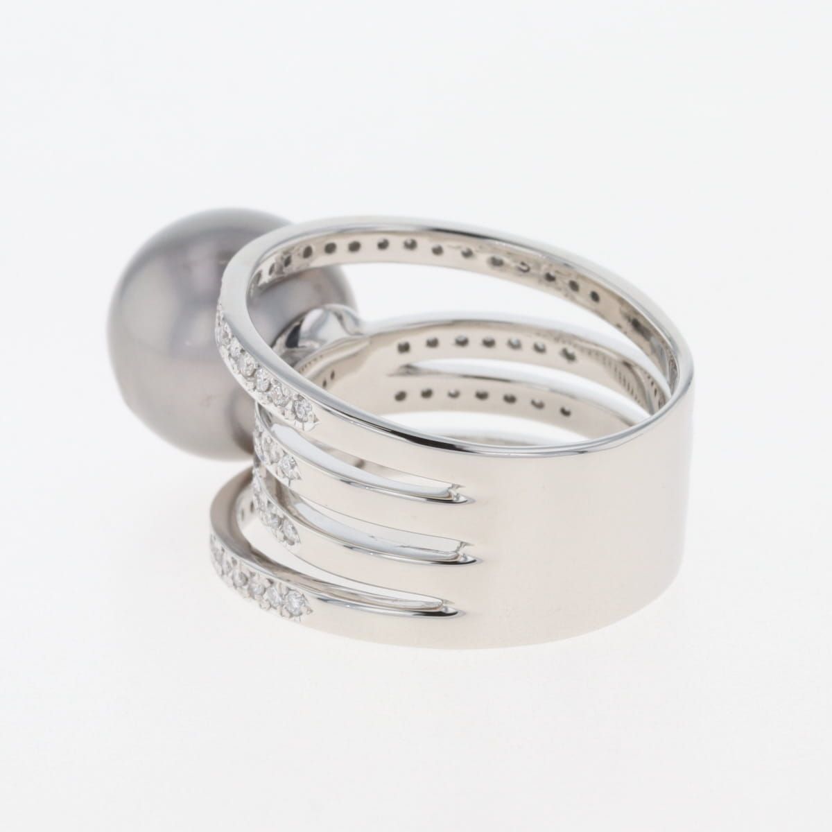 PT900 リング 指輪 14号 パール（真珠） 約8.5mm ダイヤ 0.30 総重量約