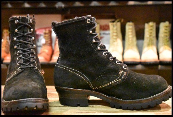 8 E 03年 WESCO ウエスコ カスタムジョブマスター 黒 ブラックラフアウト ビブラム100シングル 編み上げ ブーツ FI 073
