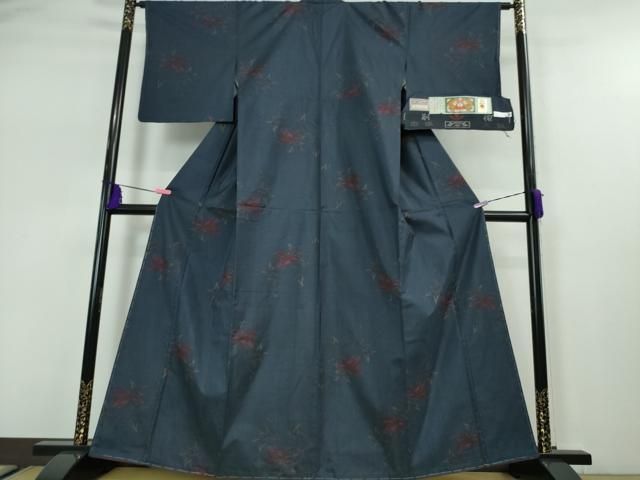 平和屋本店□極上 本場大島紬 7マルキ 枝花文 前山織物謹製 証紙付き