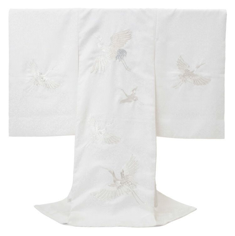 お宮参り 着物 男の子 女の子 初着 産着 ポリエステル 鶴 刺繍 白 ホワイト 男児 女児 祝着 掛け着 販売 のしめ 一つ身 noshime-00001