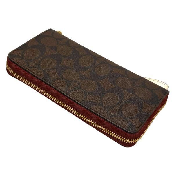 COACH ブラウンレザー長財布 コーチ 財布 レディース COACH 長財布 シグネチャー ロング
